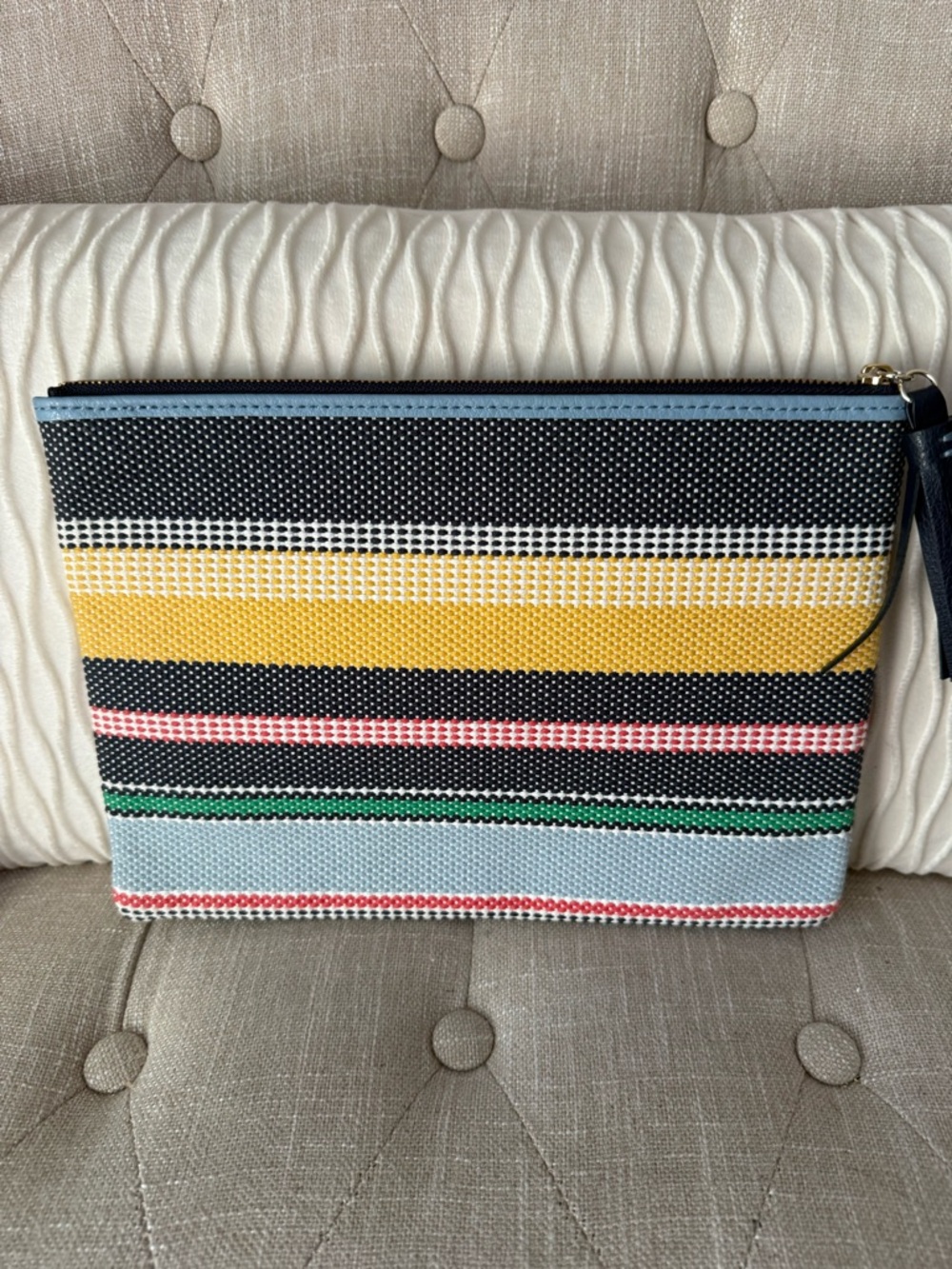 Kate Spade Ash Street Boardwalk Stripe Large Tassel Pouch Clutch - Picture 4 of 7